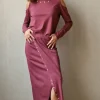 Falda larga con estrellas berenjena
