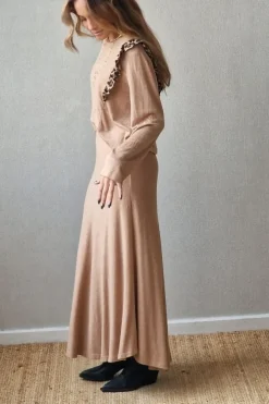 Falda punto evasé camel