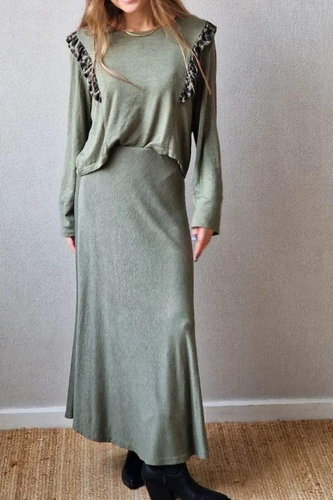Falda punto evasé verde militar