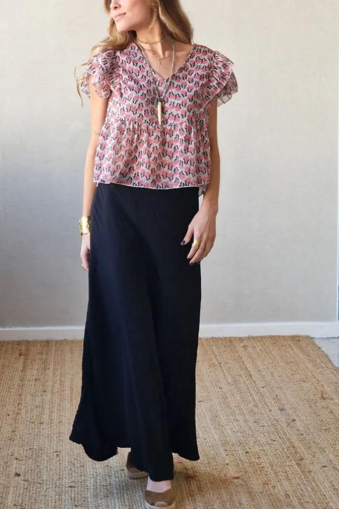 Falda tipo crepe negra