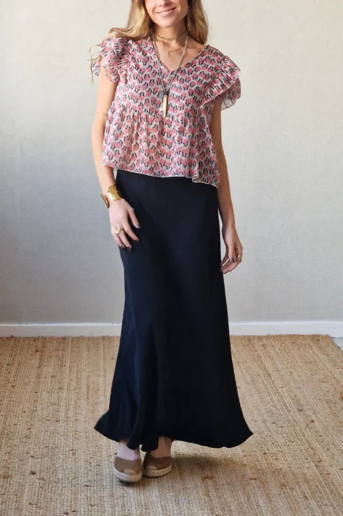 Falda tipo crepe negra