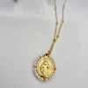 Gargantilla de acero blanca con la Medallita de la Milagrosa y piedras blancas