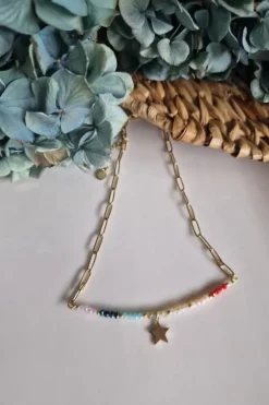 Gargantilla de acero con eslabones de cristales