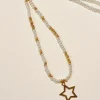 Gargantilla de acero perlitas y estrellas