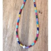 Gargantilla de bolitas de colores y perla