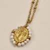 Gargantilla mini de acero con medallita de la Milagrosa y piedras blancas