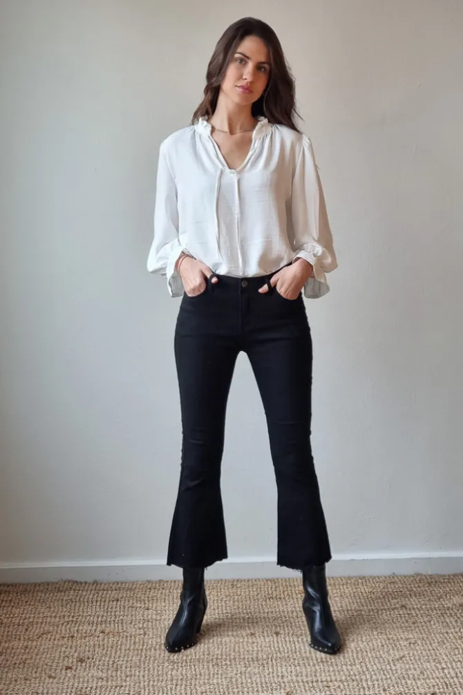 Jeans flare push up negro