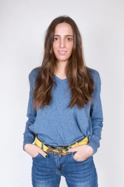 Jersey básico cuello pico azul