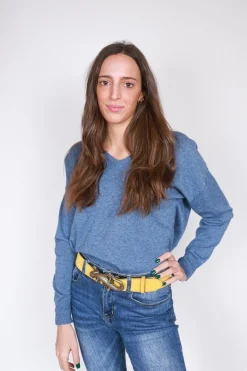 Jersey básico cuello pico azul