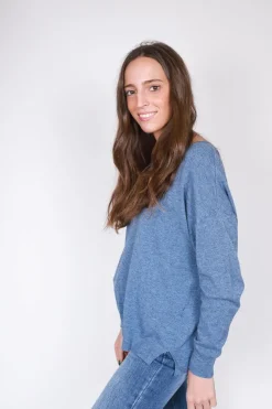 Jersey básico cuello pico azul