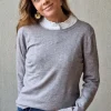 Jersey básico cuello redondo gris