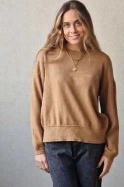 Jersey básico cuello redondo camel