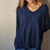 Jersey básico de cuello pico azul marino