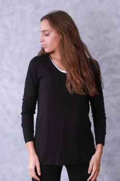 Jersey básico negro de cuello pico