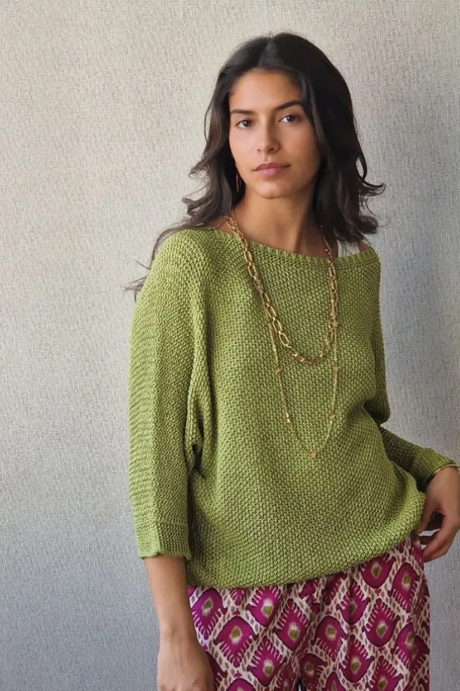 Jersey calado pistacho