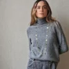 Jersey cuello alto jaspeado gris