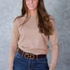Jersey cuello caja camel