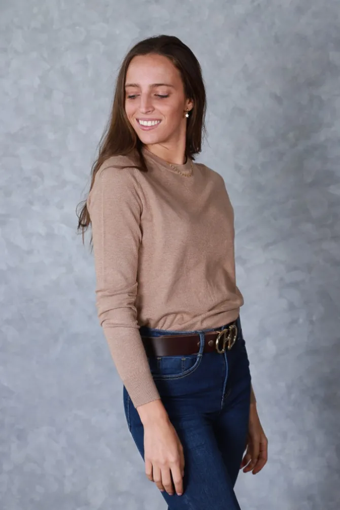 Jersey cuello caja camel