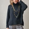 Jersey cuello cisne con raya central negro