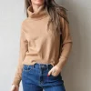 Jersey cuello cisne corto camel