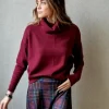 Jersey cuello cisne corto granate