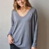 Jersey cuello pico con trenza oversize gris