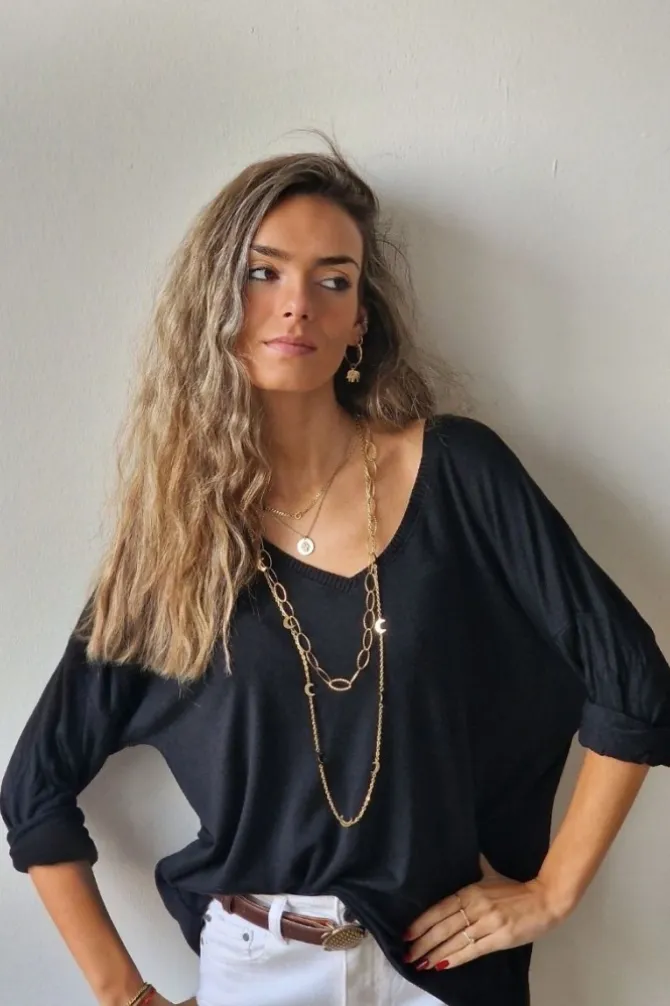 Jersey cuello pico negro