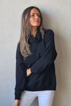 Jersey de cuello cisne punto frio negro