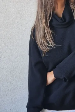 Jersey de cuello cisne punto frio negro