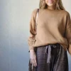 Jersey de cuello redondo con detalle en la manga camel