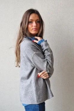 Jersey de cuello redondo con pespunte