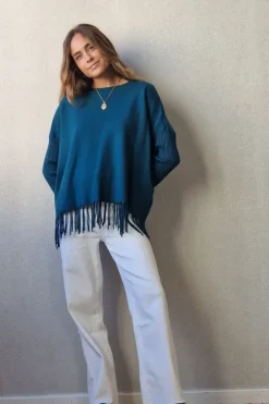 Jersey de flecos azul
