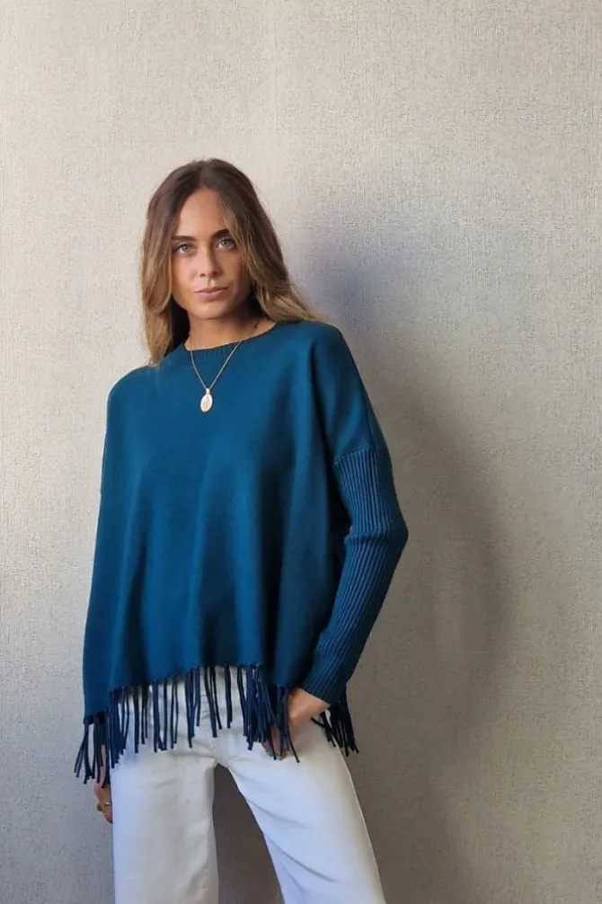 Jersey de flecos azul