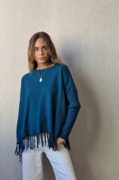 Jersey de flecos azul