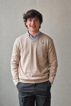 Jersey de hombre de cuello pico Beige