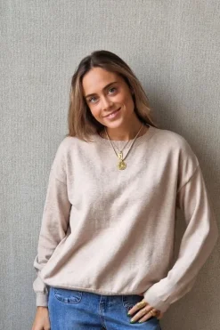 Jersey de mujer con codera de estrellas beige
