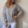 Jersey de rayas fino blanco y gris