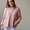 Jersey de rayas punto frío rosa