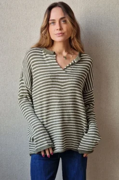 Jersey de rayas punto frío verde militar