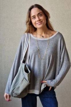 Jersey fino con detalle lurex gris