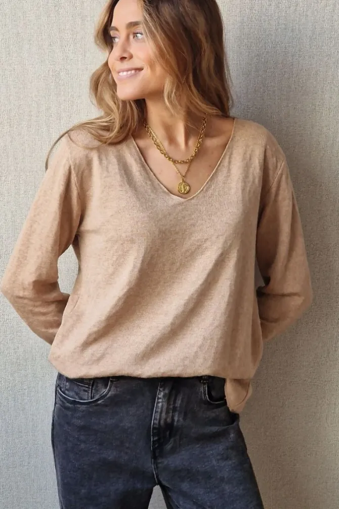 Jersey fino interior animal print camel