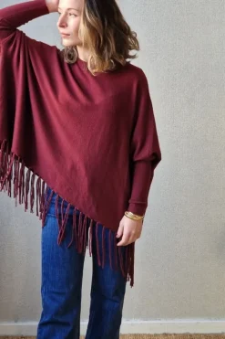 Jersey granate oversize de flecos