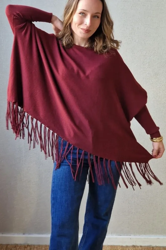Jersey granate oversize de flecos