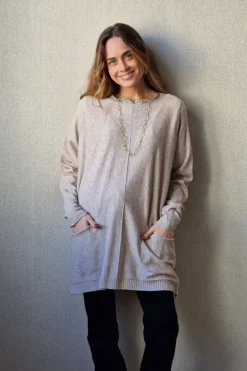 Jersey oversize bolsillos beige