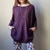 Jersey oversize con botones berenjena