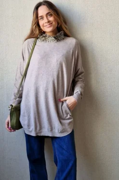 Jersey oversize con botones beige