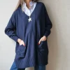 Jersey oversize cuello pico azul marino