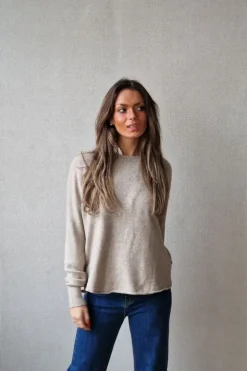 Jersey oversize cuello redondo topo