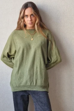 Jersey oversize de manga murciélago verde