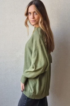 Jersey oversize de manga murciélago verde